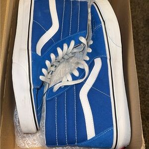 Blue and White High-Top Sneakers
